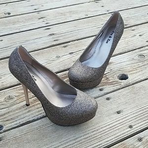 Eva & Zoe Stunning Rose Gold Glitter Heels